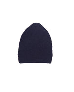 Blue knit kufi cap for men, essential islamic headwear for prayer, displayed on a white background.